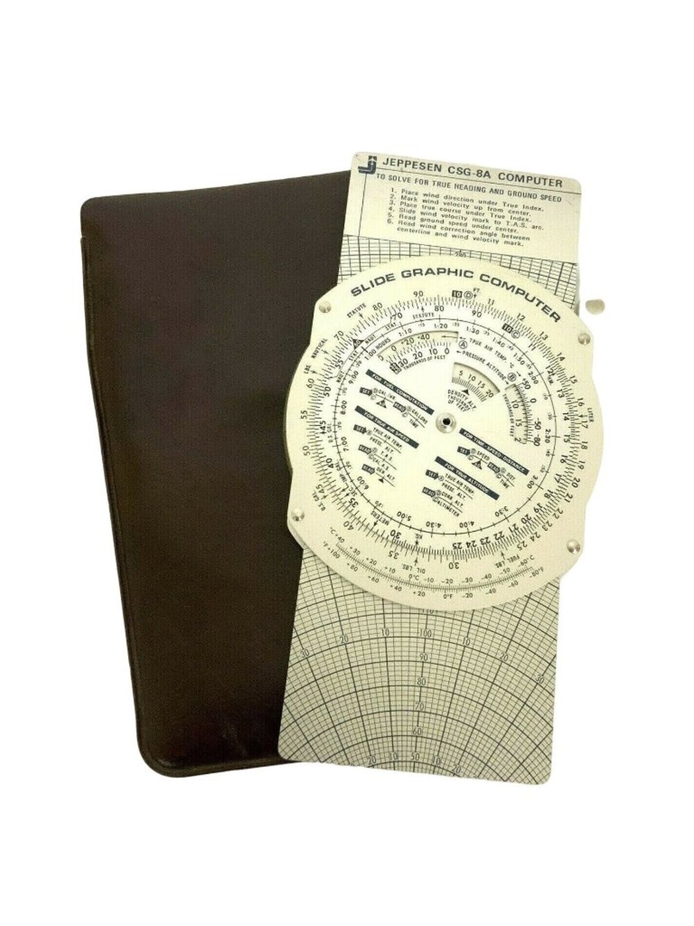 Vintage Jeppesen Metal CSG-8A Aviation Slide Graphic Computer W Vinyl Slip Case